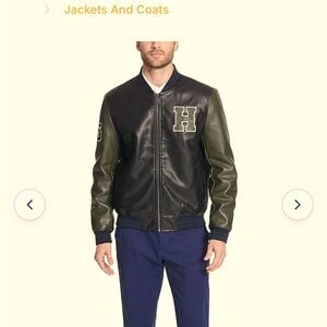 Tommy Hilfiger Men's Faux Leather Varsity
Logo Bomber Jacket
